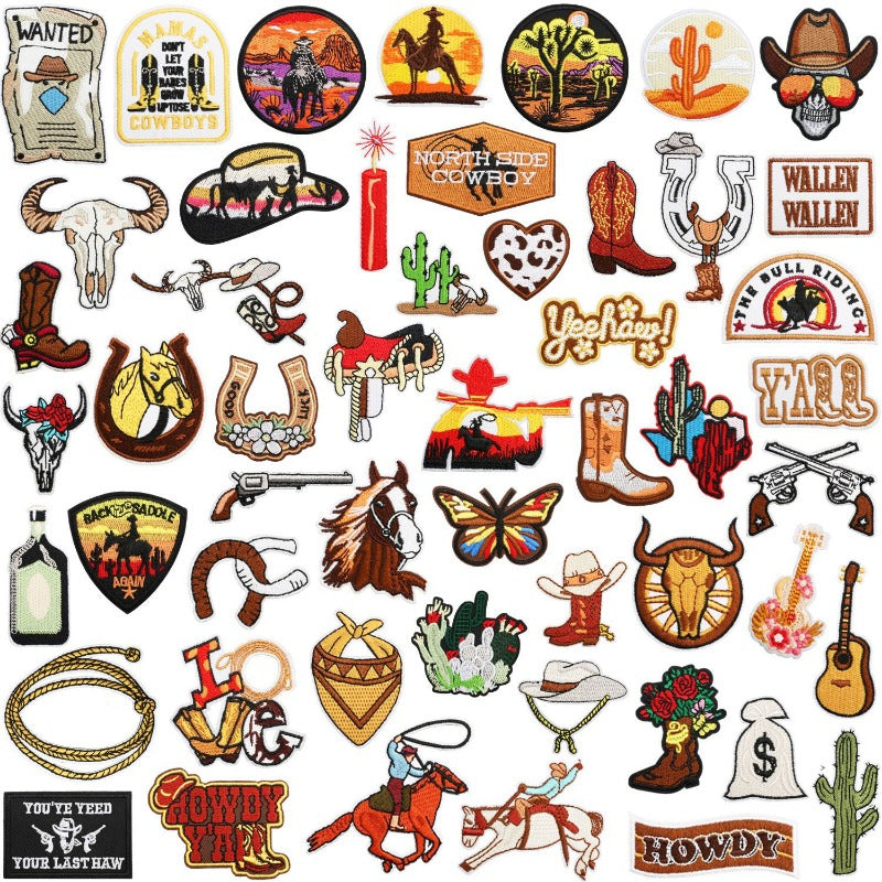 Wholesale Brown Western Embroidered Clothing Patches